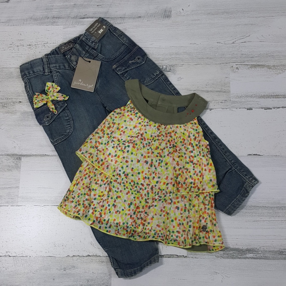 Jean Bourget Denim  Girl 2 Piece Set 24 month New